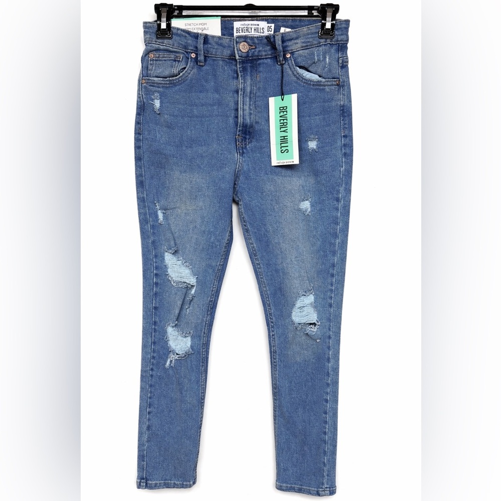 Distressed Skinny Jeans Light Wash High Rise Stretch Size 5 Y2K Denim NWT